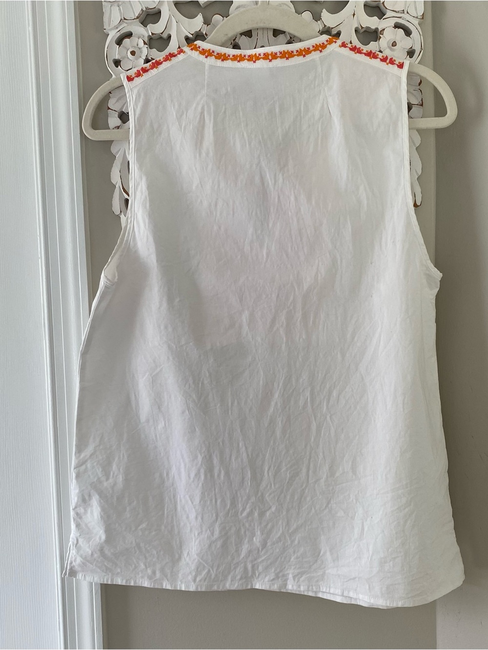 J. Crew Embroidered Popover Blouse Top Resortwear Beachy Cruisewear Sz 10 - Picture 7 of 9